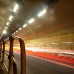 Channel Tunnel - a long exposure photo of a tunnel at night