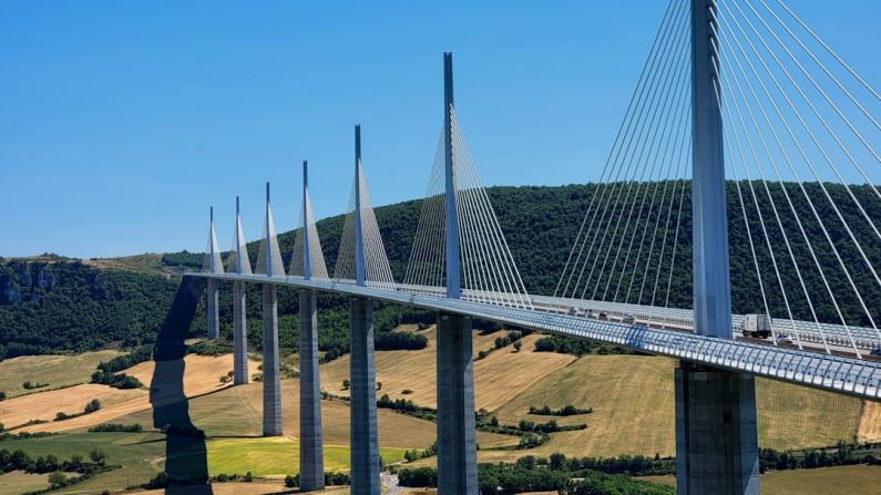 Millau Viaduct - a very long bridge spanning over a valley