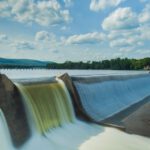 Three Gorges Dam - water dam under white and blue skies