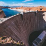 Glen Canyon Dam - aerial photography of gray concrete water dam
