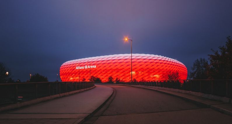 Allianz Arena - panoramic photography of red stadium