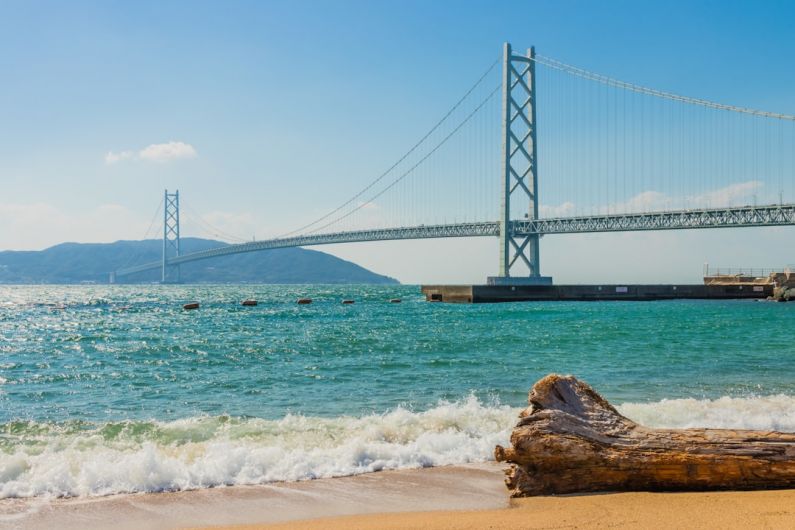 Akashi Kaikyo Bridge - suspension bridge under blue sky