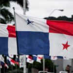 Panama Canal - white red and blue star flag