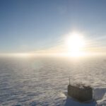 South Pole Station - aerial photo of building on snow field