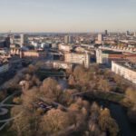 Ørsted - an aerial view of a city with a river running through it