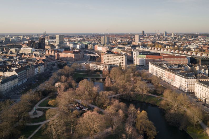 Ørsted - an aerial view of a city with a river running through it