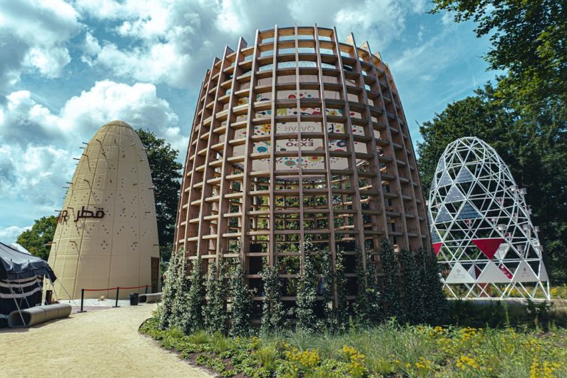 3D Printed Building - a building with a ferris wheel