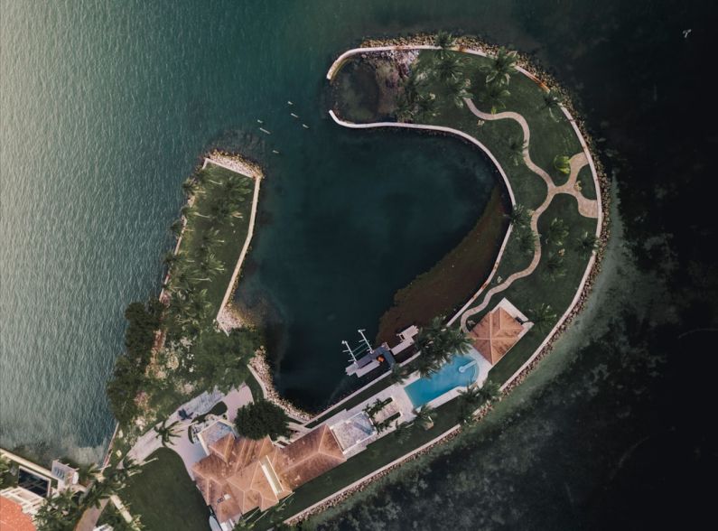 Artificial Island - aerial view photography of isle