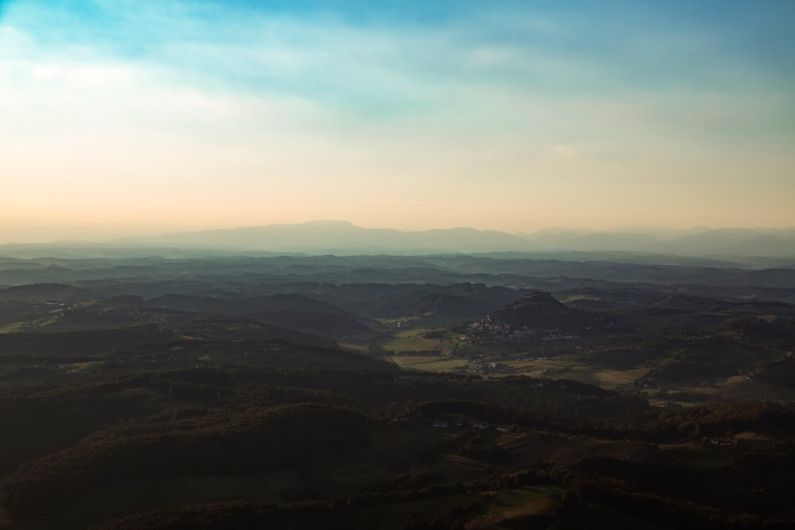 Airborne City - aerial view of mountains