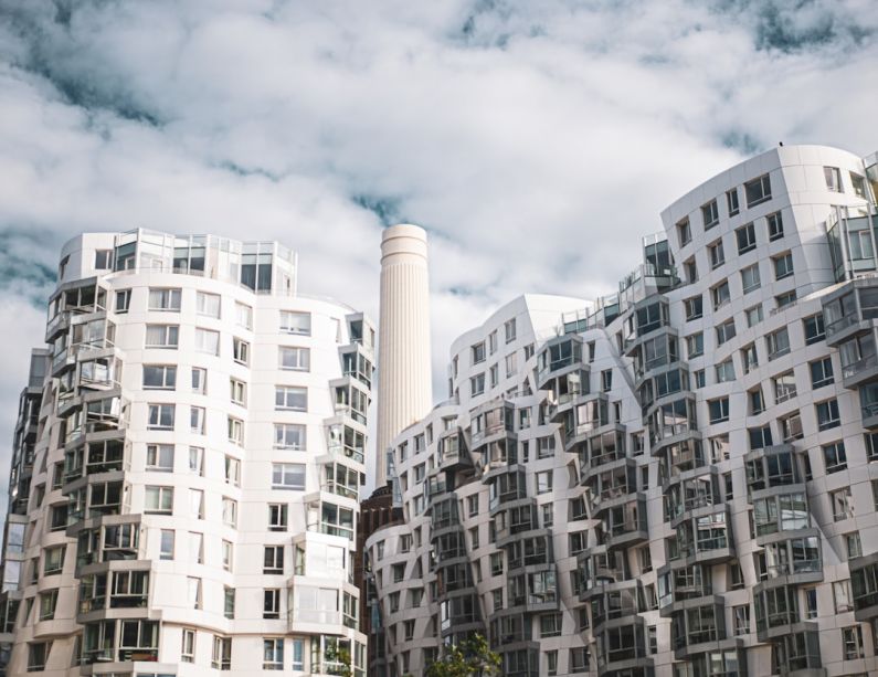 Battersea Station - a group of tall buildings next to each other