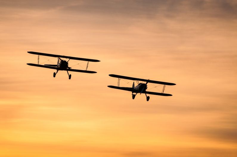 Biofuel Aviation - two biplanes on flight